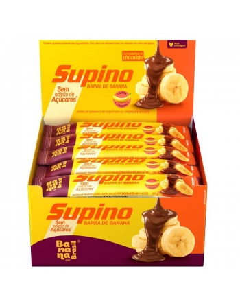 Barra de Frutas Supino Banana e Chocolate ao Leite Zero - Banana Brasil - Display 20x24g